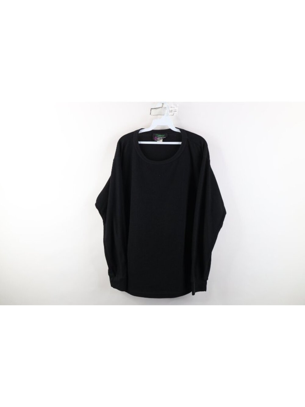 Vintage 90s Streetwear Mens XL Faded Blank Thermal Fleece Sweater Black USA